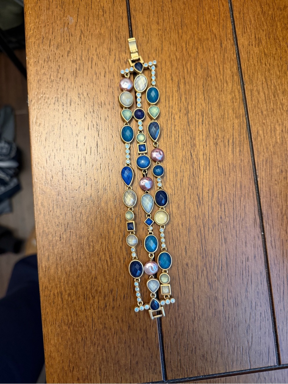 Lia Sophia triple-strand multicolor crystal and cabochon bracelet